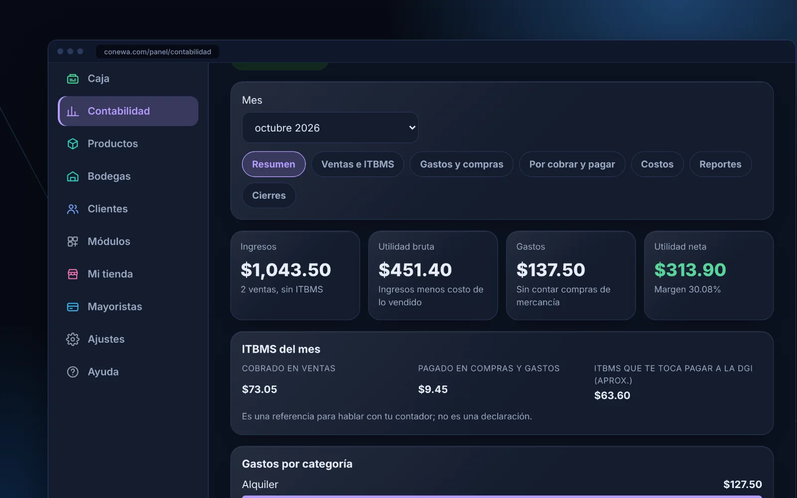 Resumen de contabilidad con ITBMS