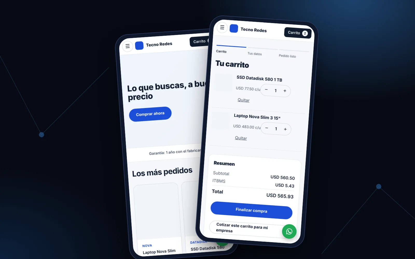 La tienda en línea en el celular