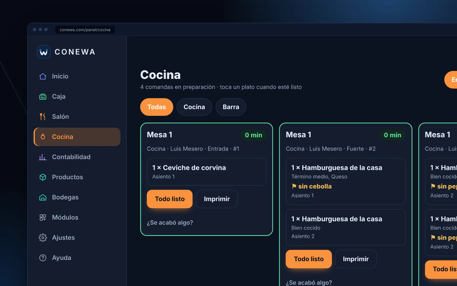 El salón, la cocina y la caja en sincronía
